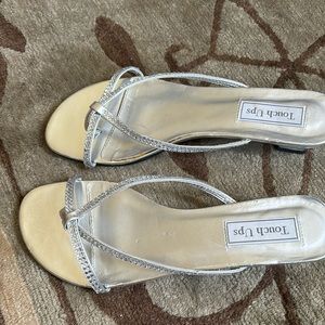 Silver salndala with rhinestones
